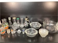 Large lot Of Clear Glass Items Pyrex Crystal