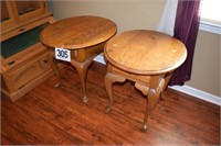 (2) Oak Side Tables 27x23x23"