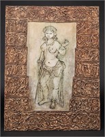 Indian Yakshi Relief Wall Art Figural Carving