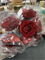 1 DOZEN RED GLITTER SILK ROSE STEMS