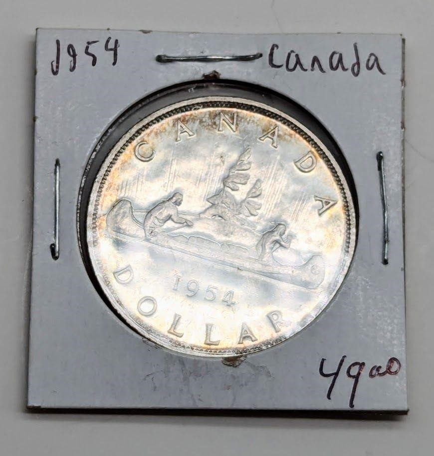 1954 Canadian Silver Dollar Coin