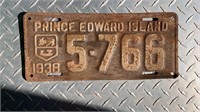 1938 PRINCE EDWARD ISLAND LICENCE PLATE