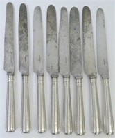 Set eight large sterling silver dinner knives