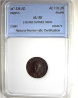 317-326 AD Crispus NNC AU55 AE Follis