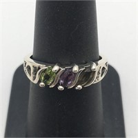 Sterling Silver Colored Stone Ring