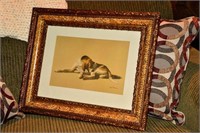 Dog picture with gorgeous, ornate frame