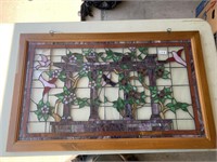 Stained Glass Framed Hummimgbird Wall Hanging