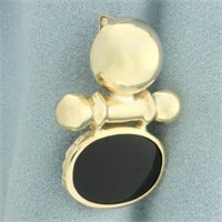 Vintage Onyx Door Knocker Slide Pendant in 14k Yel