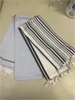 Two piece denim with fringe hand towels set