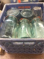 Crate with glass jars