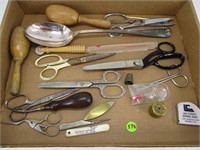 Lot of Scissors & Sewing Items - Spoon