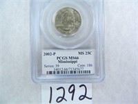 2002-P Mississippi Quarter PCGS Graded MS66