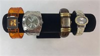 (4) LADIES BANGLE WRIST WATCHES