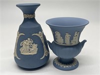 (2) Wedgwood Blue & White Jasperware Vases
