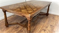 Oak laminate dining table, 82x44, pillar legs