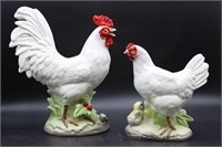 Vintage Norcrest China Rooster & Hen Figurines