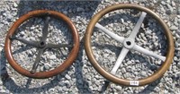 (2) Antique steering wheels.