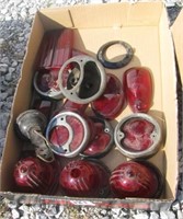 Large group of vintage glass tail lights.