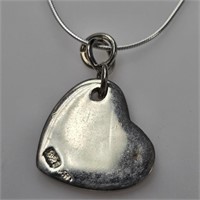 $80 Silver Heart 16"  Necklace
