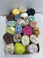 Colorful smaller spools of yarn