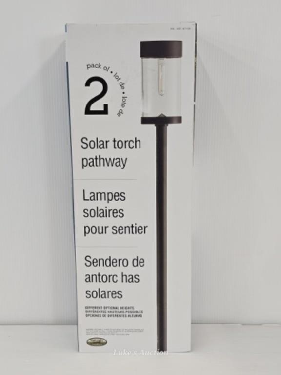 2 SOLAR TORCH PATHWAY LIGHTS- LIKE NEW