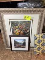 FRAMED AND MATTED FLORAL PRINT, LITTLE RIVER PRINT