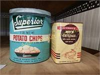 Superior potato chip & Electrolux moth tins
