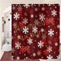 Snowflake Shower Curtain  Waterproof  12 Hooks