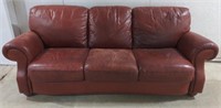 (AM) Red Three Seat Upholstered Faux Leather