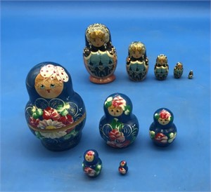 2 Small Vintage 5 Piece Russian Nesting Dolls