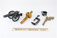 9" Cast Iron Toy Canon, Hubley Toy Cap Gun,