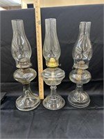 3 antique oil lamps