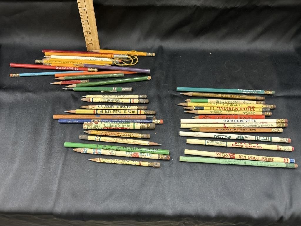 Antique wooden advertising pencils