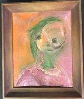 Katherine Langley Signed Abstract Woman Oil