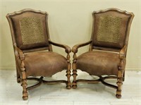 Schnadig Louis XIV Style Armchairs.