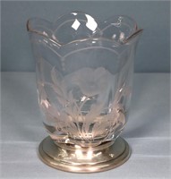 Hawkes Engraved Glass & Sterling Silver Vase