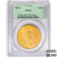 1925 $20 Gold Double Eagle PCGS MS62