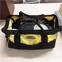 Voyager tool bag with assorted tools, knee pads,