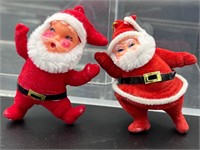 Vtg Santa Claus Flocked Blow Mold Xmas Ornament