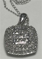 10KT WHITE GOLD DIAMOND PENDANT WITH 18INCH