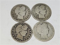 4- 1904 Silver Barber Quarters