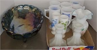 Painted Milk Glass including: Alpine Coffee, and