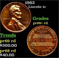 Proof 1962 Lincoln Cent 1c Grades Gem++ Proof Red