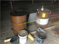 2 Metal Drums, Hand Pump, Misc