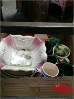 Box of coffee mugs and plates