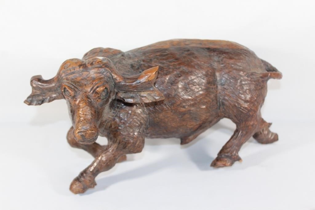 Large Dense Wood Water Buffalo Statue