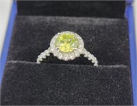 New Sterling Round 1.20ct Peridot & Pave White