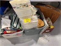 3 BOXES OF SEWING SUPPLIES OF ALL KINDS, SUITCASE