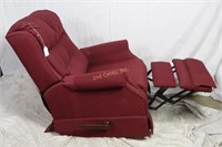 Lane Burgundy Cloth Swivel Rocker Recliner Chair