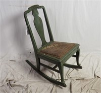 Vtg Oak Wood Post Depression Granny Rocking Chair